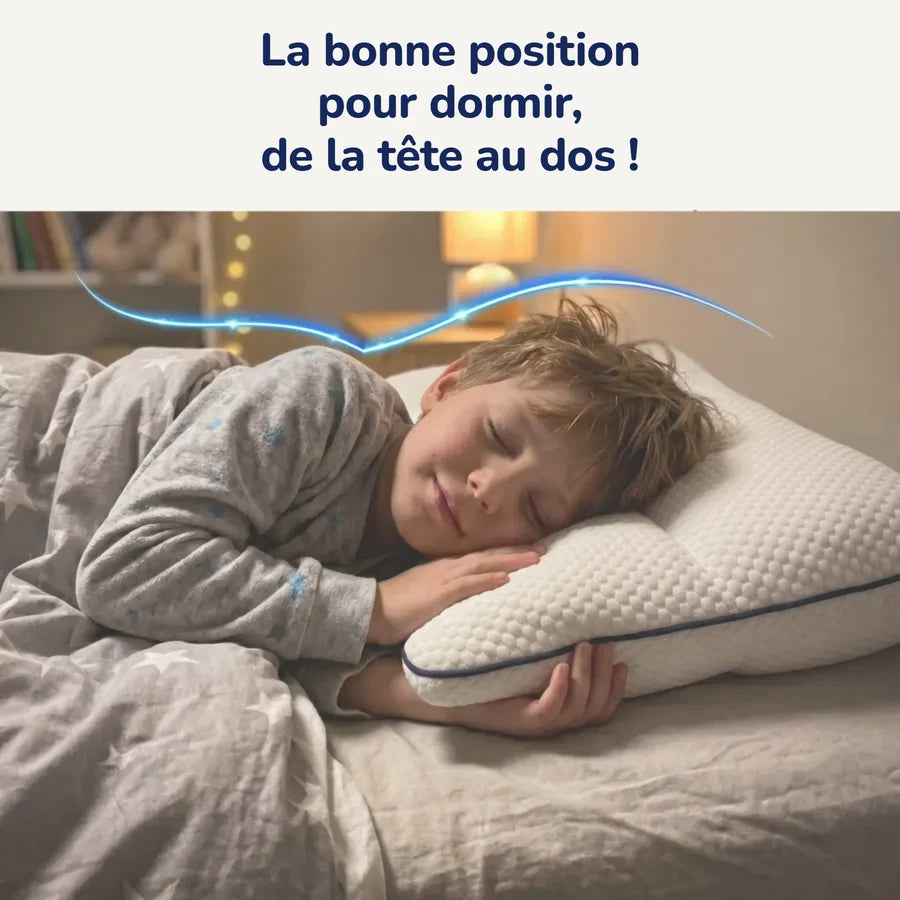 Child sleeping in a good position, from head to back