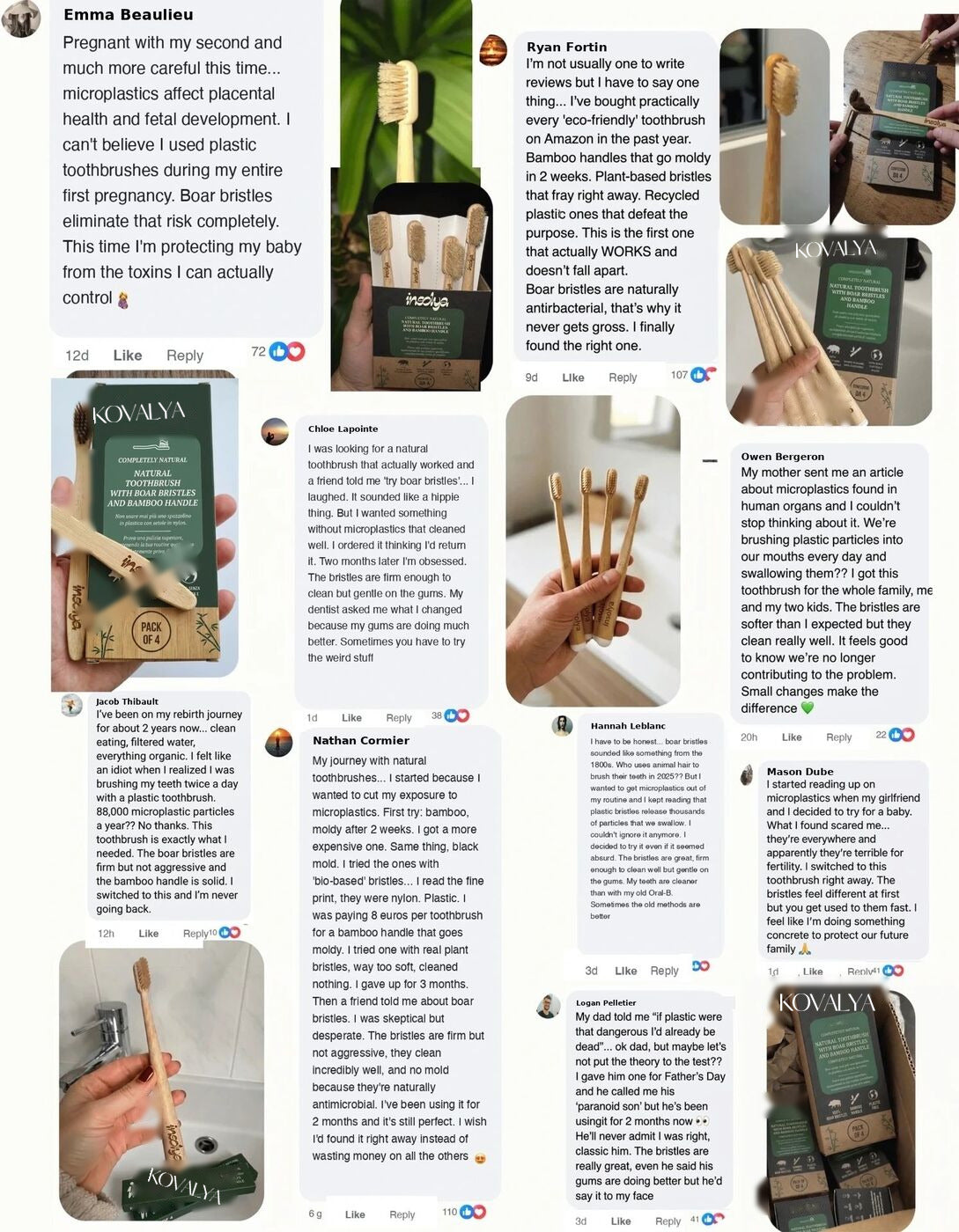 Customers sharing their experience with the natural toothbrush
