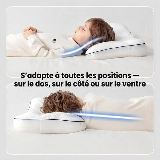 The pillow adapts to back, side and stomach sleeping