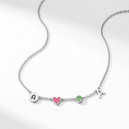Collier initiale cœur, composition de pendentifs