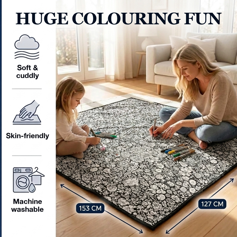 Huge colouring fun – soft, skin-friendly, machine washable, 153 x 127 cm
