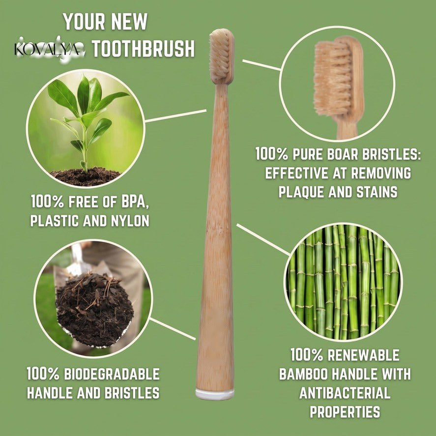 An Kovalya bamboo toothbrush with natural bristles