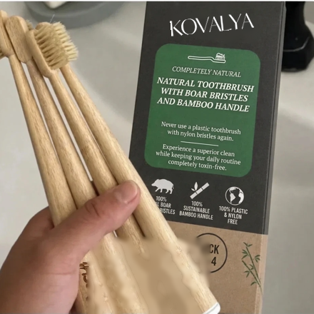 Customer photo showing the natural toothbrush design