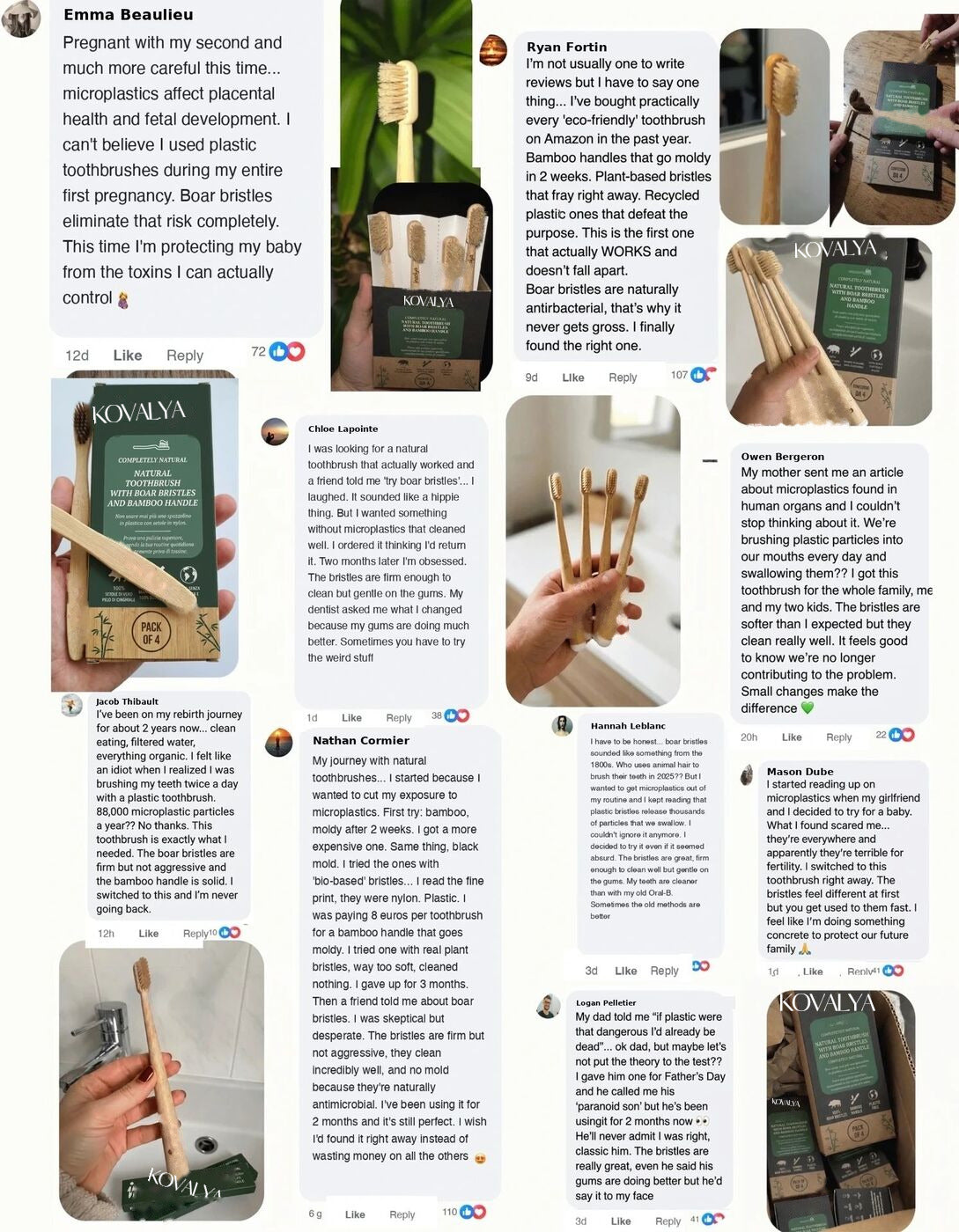 Customer photos and comments about the natural toothbrush